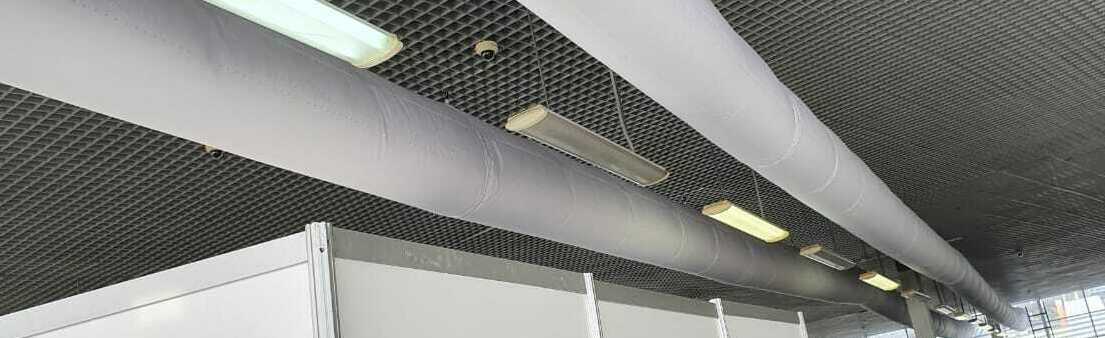 Текстильные воздуховоды во временных помещениях Текстильные воздуховоды во временных помещениях