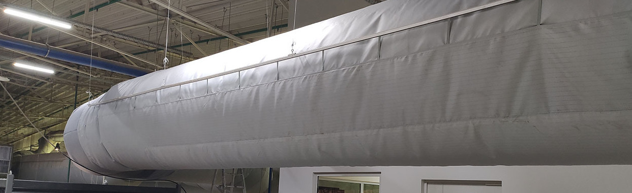 Текстильные воздуховоды на производстве тары и гофрокартона Текстильные воздуховоды на производстве тары и гофрокартона